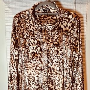 Dear John Leena Leopard Print Blouse NWOT